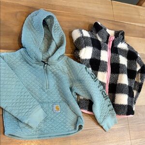 Carhartt Kids Quilted Teal Hoodie and Checkered Fleece Jacket